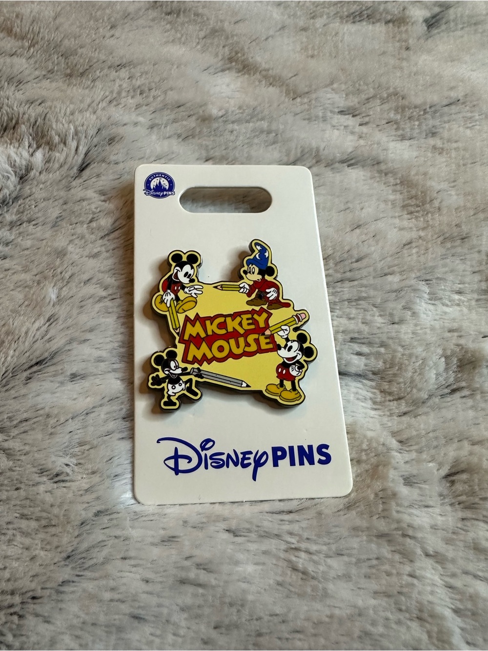 Disney Black & White Mickey Head Pin Back